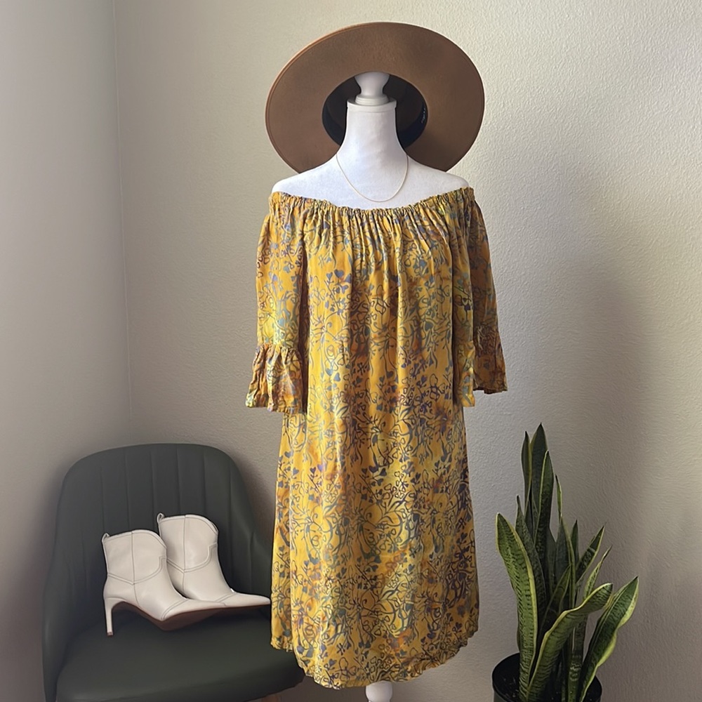 Tropical Summer Vacation Mustard Lightweight Beach Vibes Dress